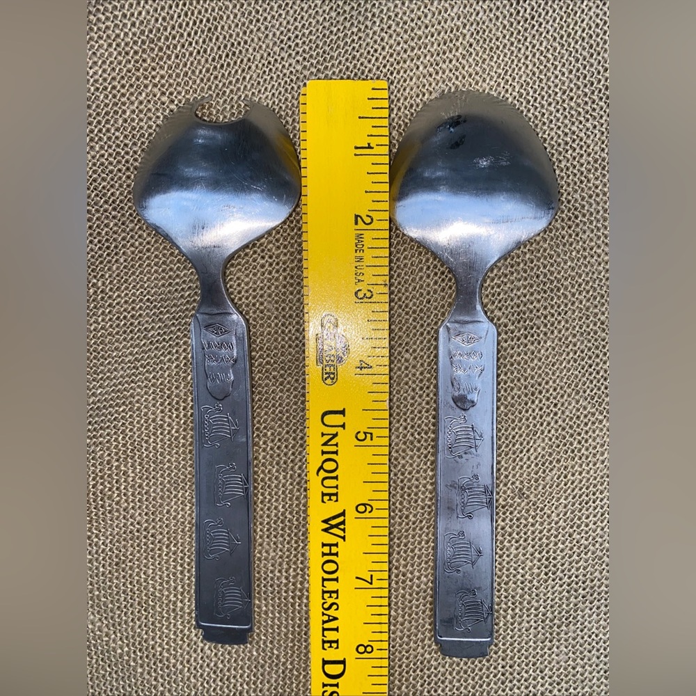 KONGE TINN Rare Vintage Salad set Norwegian pewter Salatsett - Picture 5 of 17